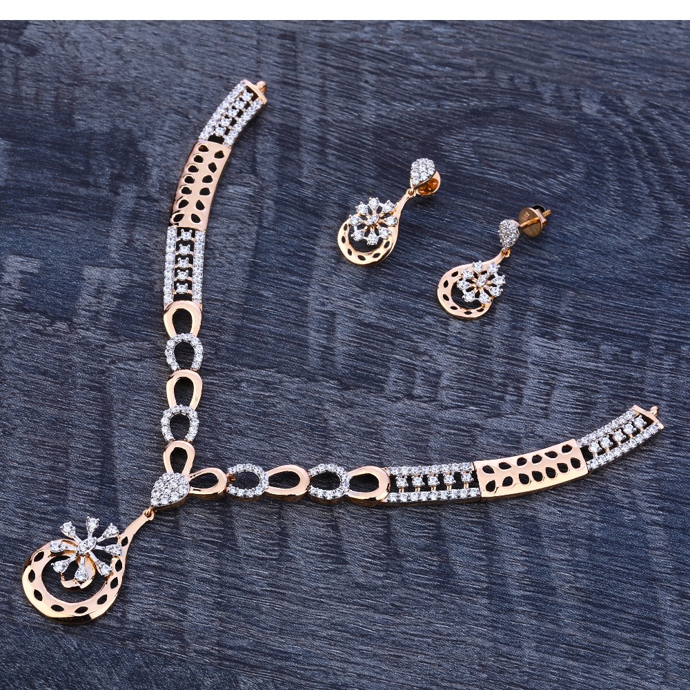 18Ct Rose Gold Delicate Hallmark Ladies Necklace Set RN178