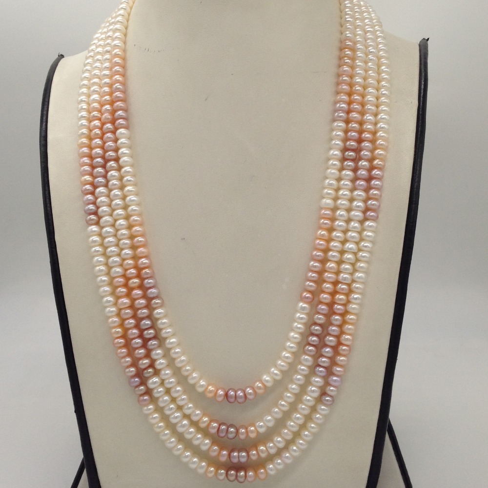 Multicoloured Shaded Flat Pearls 4 Layers Necklace JPM0312