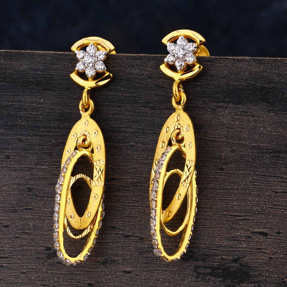 22CT Gold CZ Ladies  Jhummar Earring LJE291