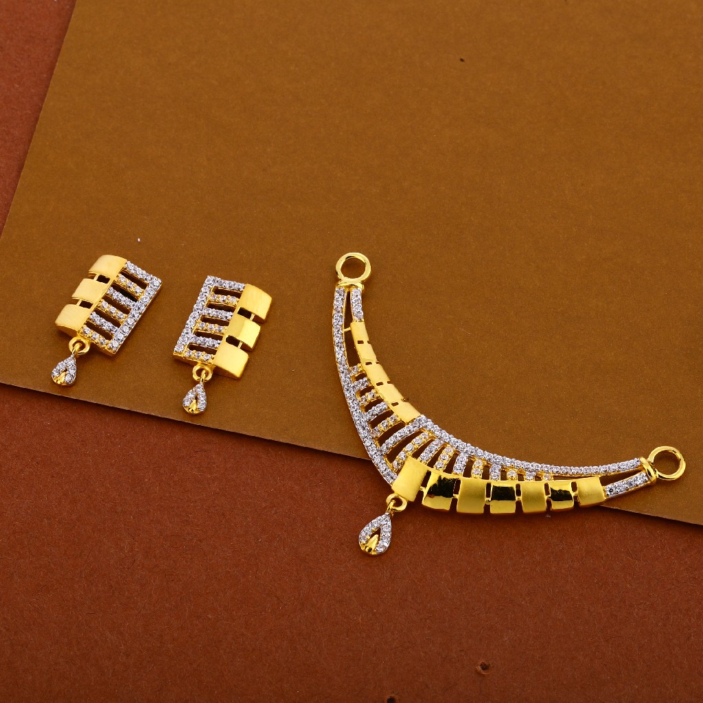 22kt cz designer hallmark pendant set mp284