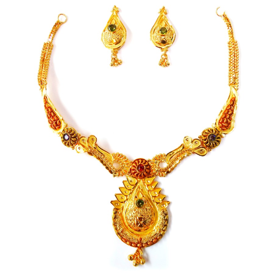 One gram gold forming necklace set mga - gfn003