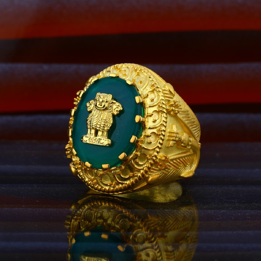 Buy quality 22KT/916 Yellow Gold Quest Plan Om Ring For Men in Ahmedabad
