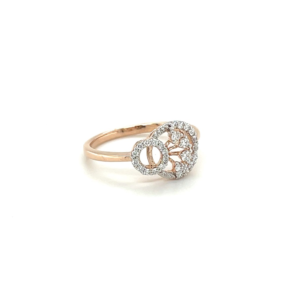 Gold Ring with Diamond Encrusted Circular Knot Design