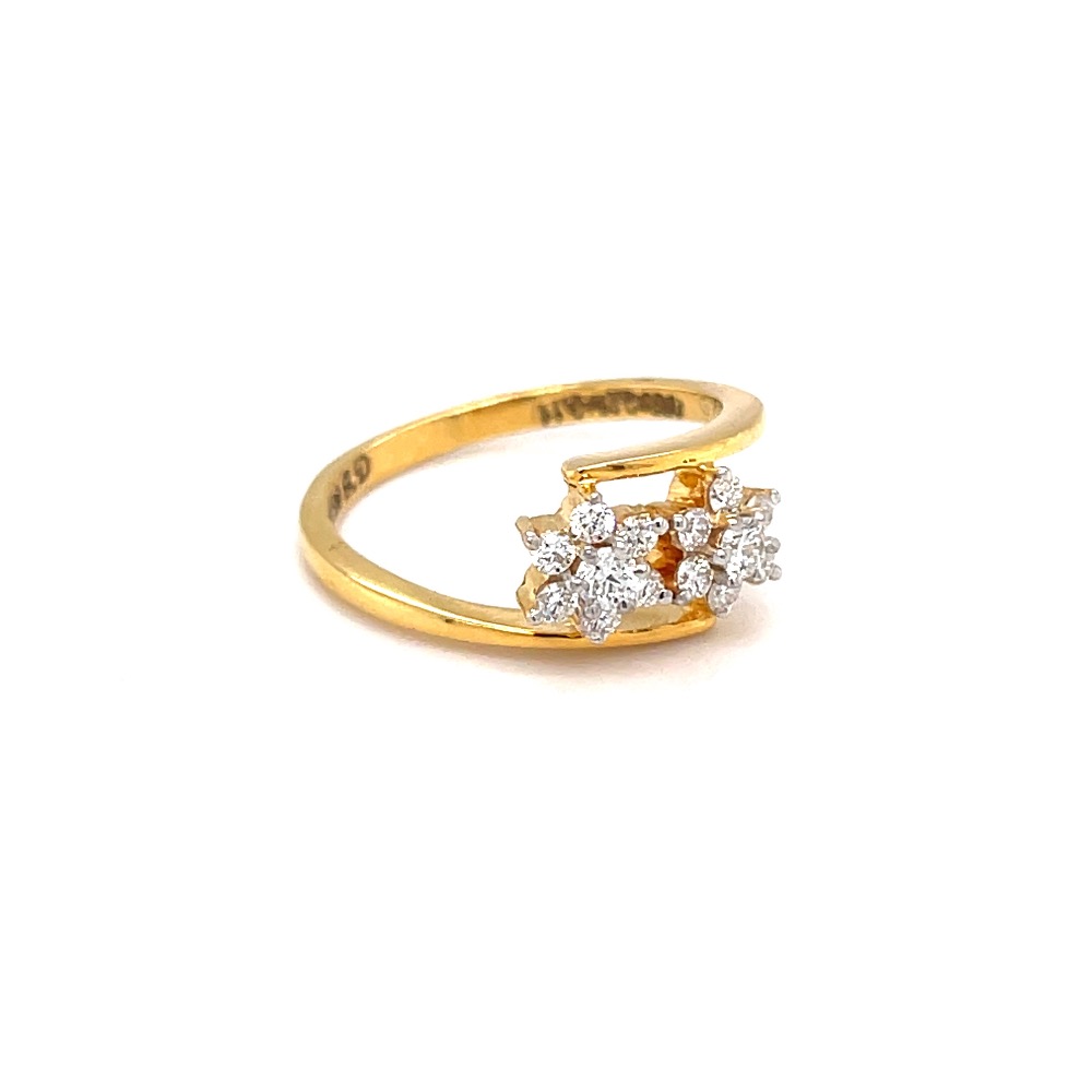 Two flower with cross band in 18k hallmark yellow gold