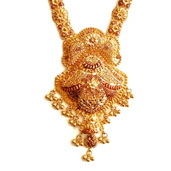 22k Gold Kalkatti Rajwadi Necklace With Earrings MGA - GLS081