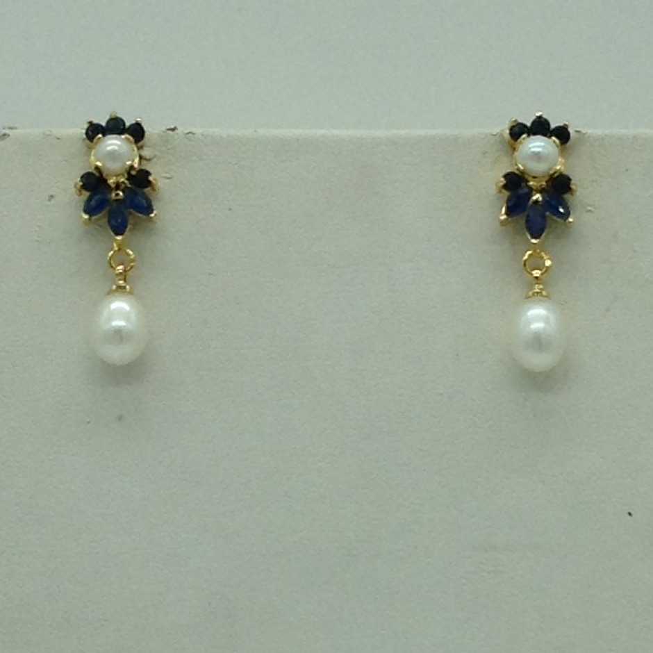 Blue cz pendent set with flat pearls mala jps0617