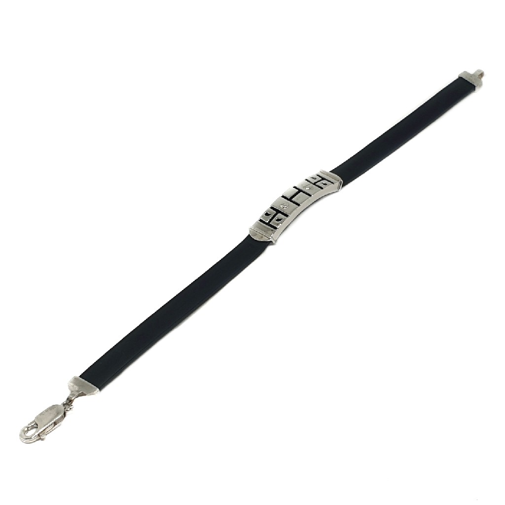 925 Sterling Silver Leather Belt Bracelet MGA - BRS0096