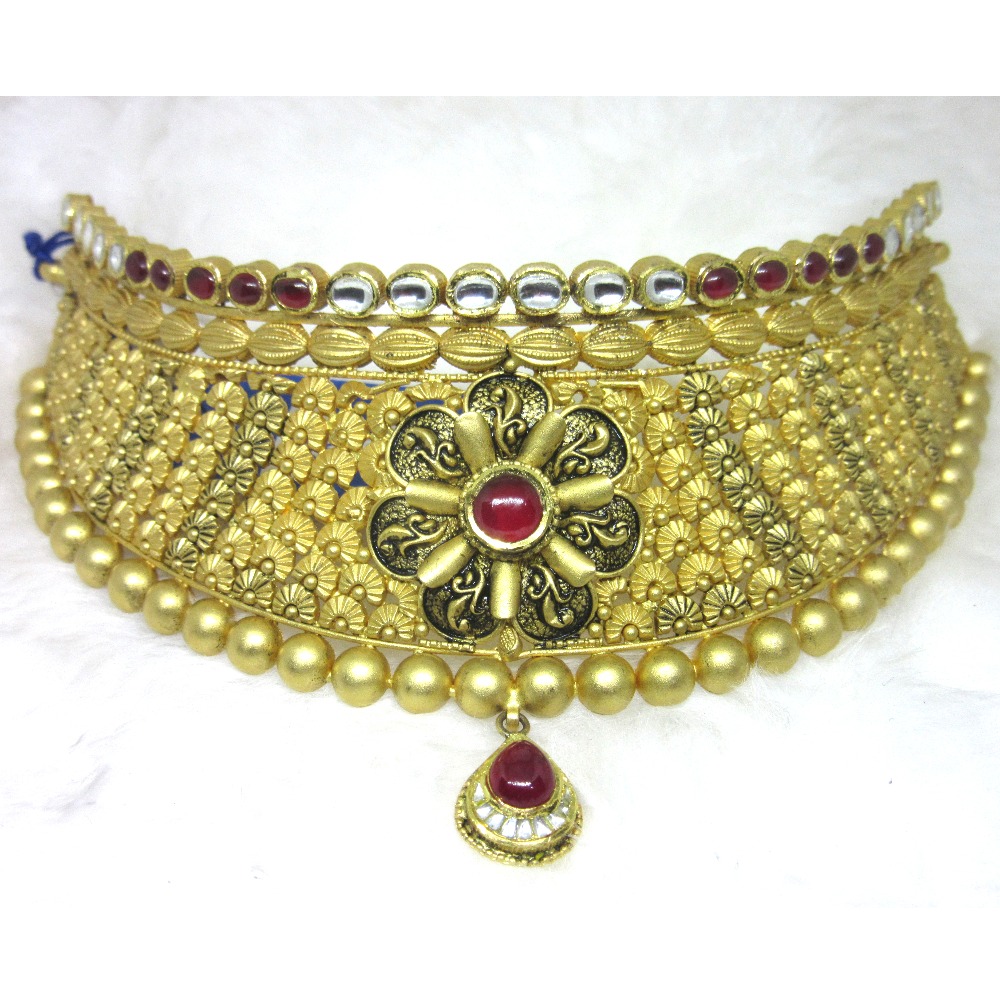Best designer gold jadtar necklace set