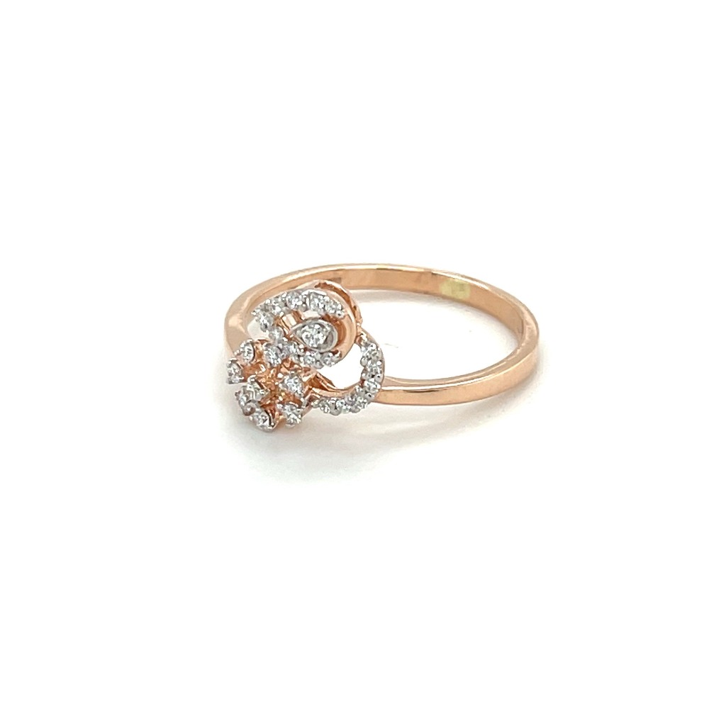 Elegant Rose Gold Ring with Diamond Floral Accent