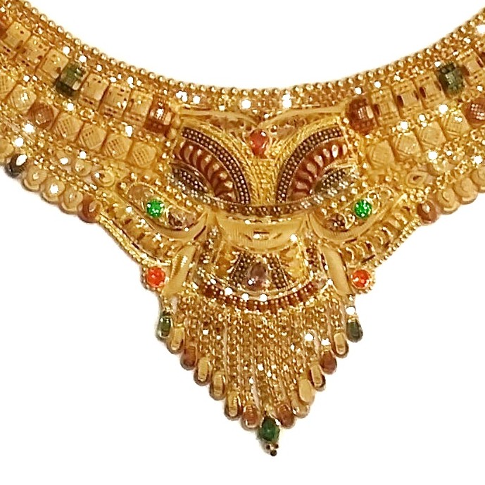 916 Gold Kalkatti Half Necklace Set MGA - GN058