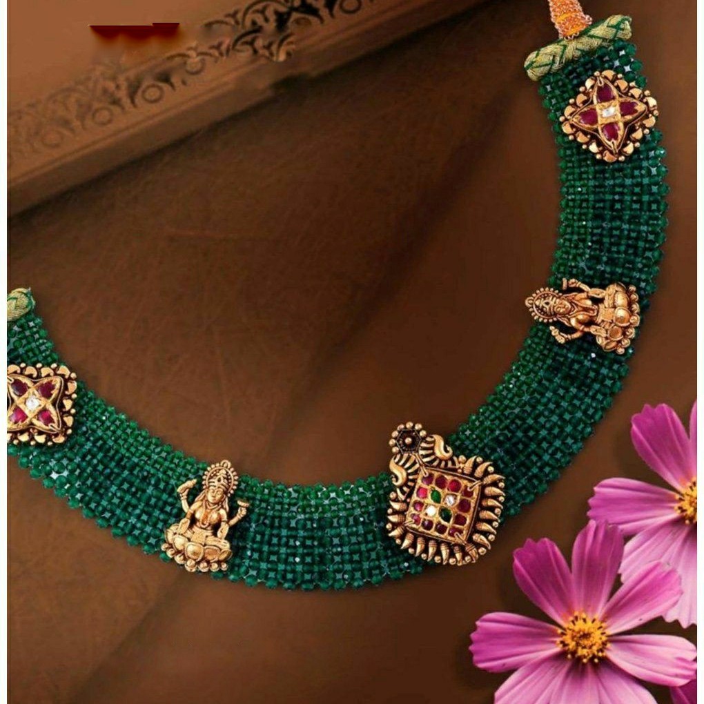 22KT/ 916 Gold traditional wedding Rubies Net Necklace for ladies