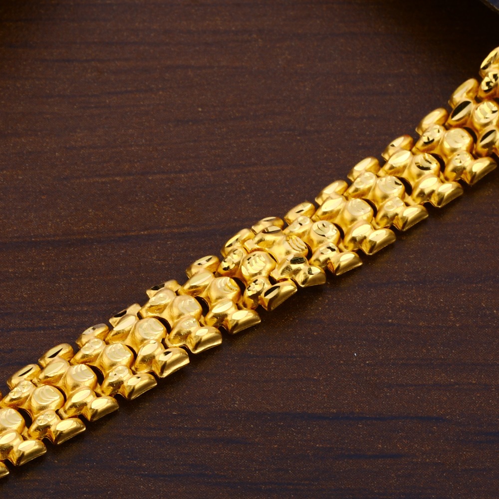 916 Gold CZ Hallmark Mens Designer Plain Bracelet MPB311