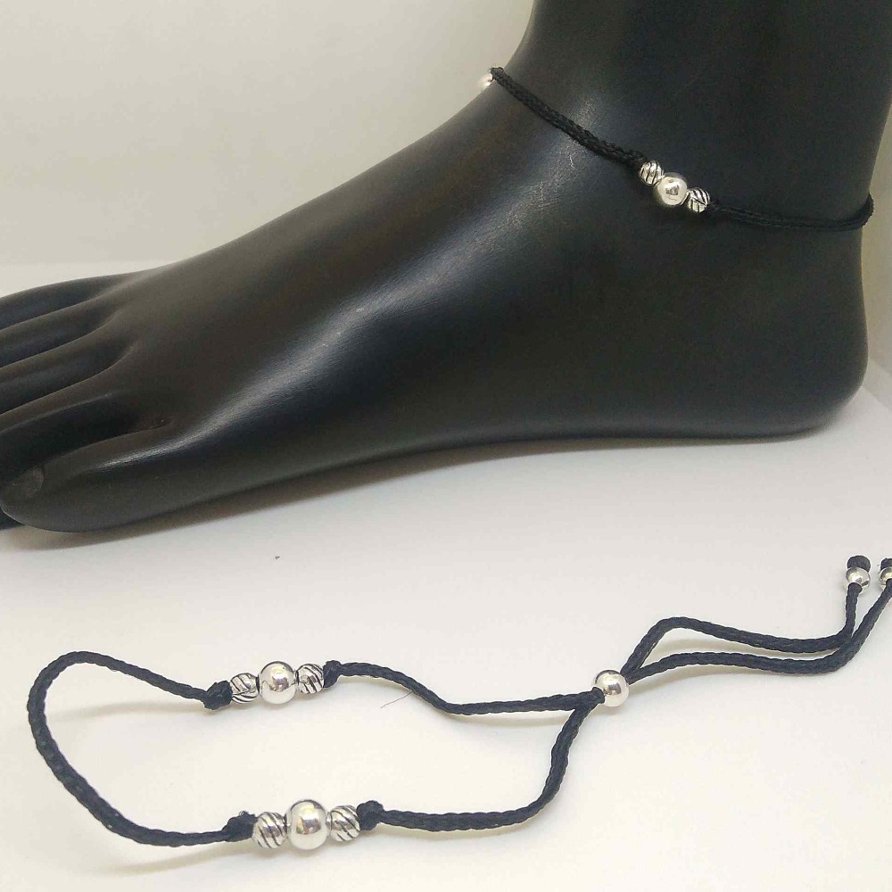 925 sterling Silver Delicate Black  Payal/ Anklet For Women