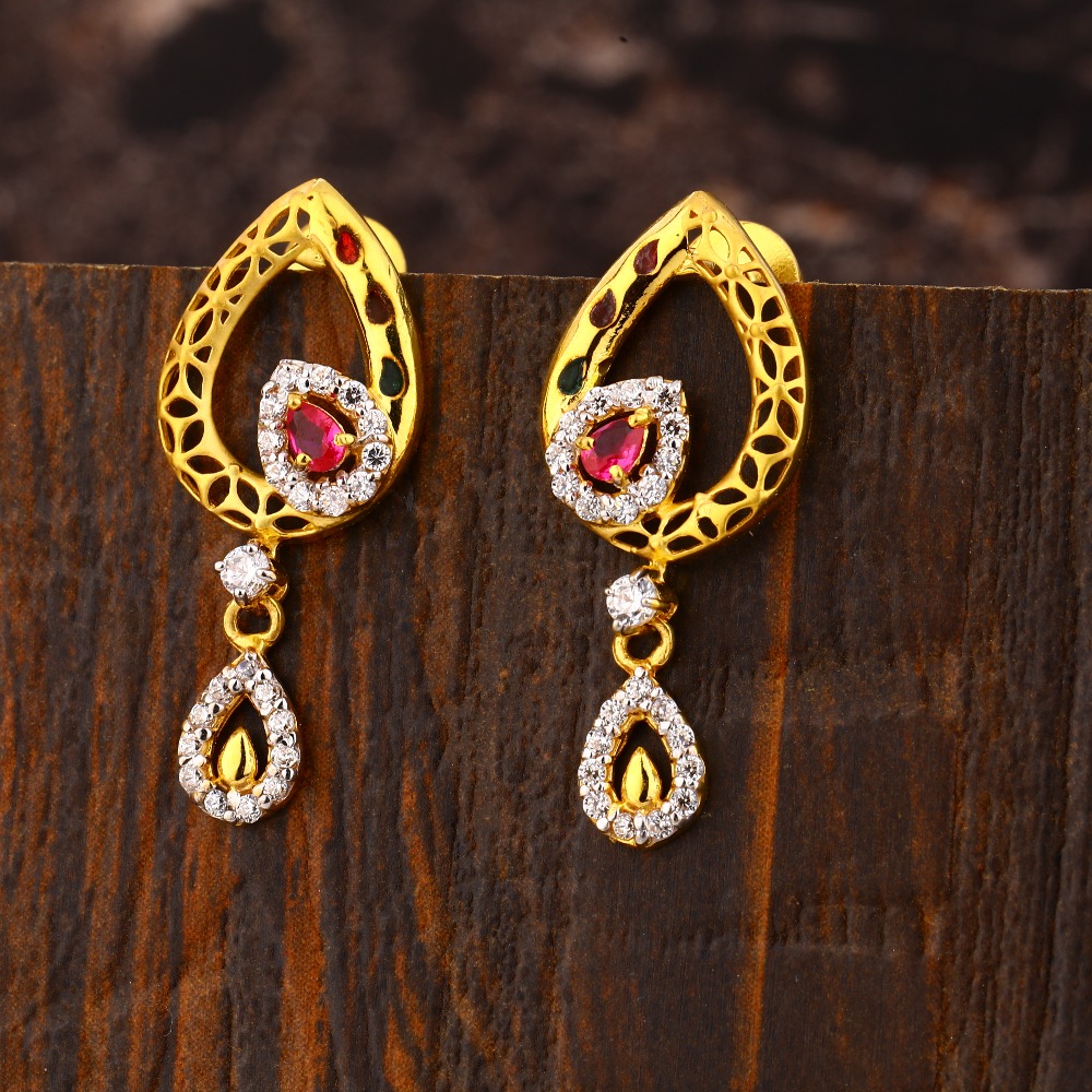 22KT Gold CZ Women's Stylish Hallmark  Earring LFE436