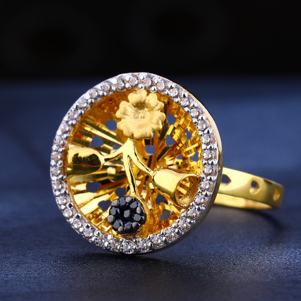 22KT Gold Cz Diamond Designer Women's  Ring LR552