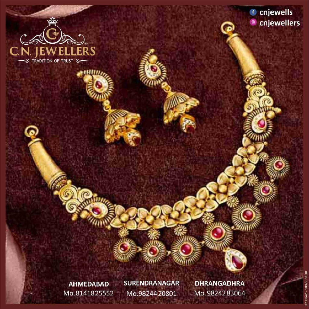 Buy quality 916 Gold Antique Jadtar Necklace Set in Ahmedabad