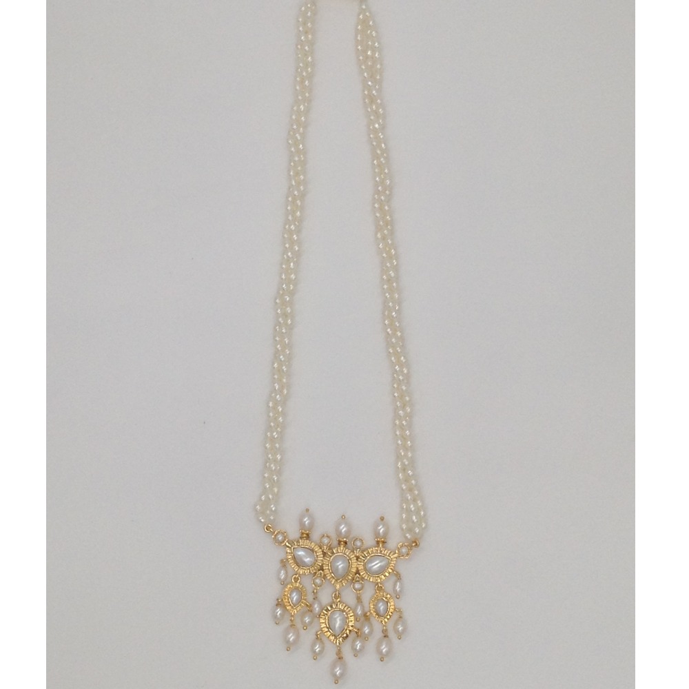 White pearls timmaniya set with 3 line rice pearls jps0434