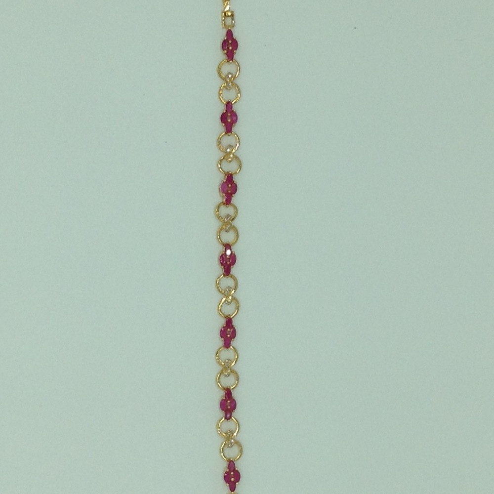 White and red cz golden alloy chain bracelet jbg00134