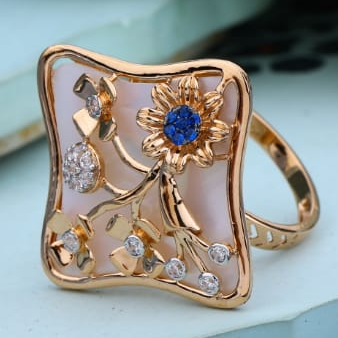 750 Rose Gold CZ Hallmark Gorgeous Ladies Ring RLR970
