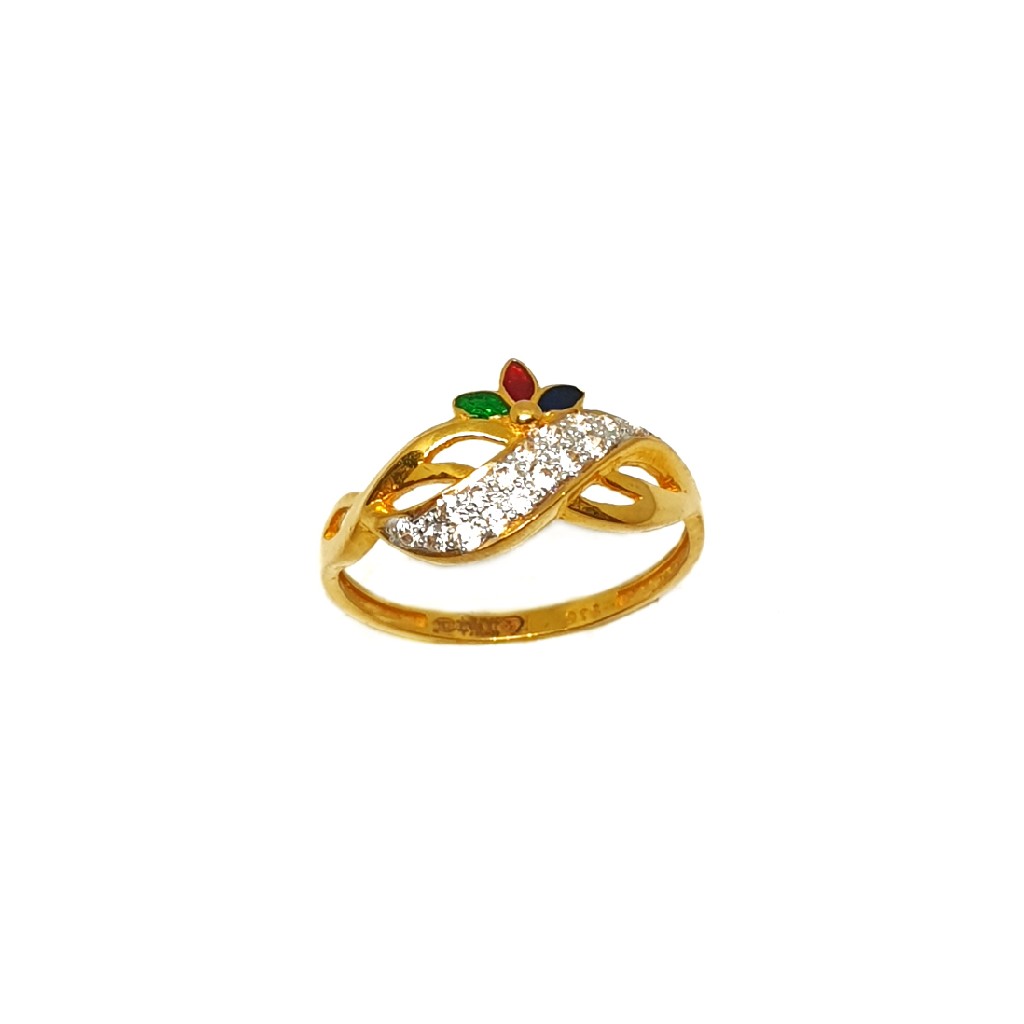 22Kt Gold Meenakari Ring - RiLp27599 - US$ 715 - Introducing our exquisite  22Kt Pure Gold Ring, a true masterpiece of designer style. This ring showc