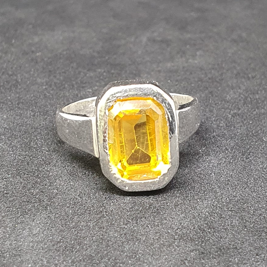 8.25 Ratti Natural Yellow Sapphire Pukhraj Guru Graha Rashi Ratan Silver  Astrological Certified Gemstone Ring for Men and Womenpromise Gift - Etsy