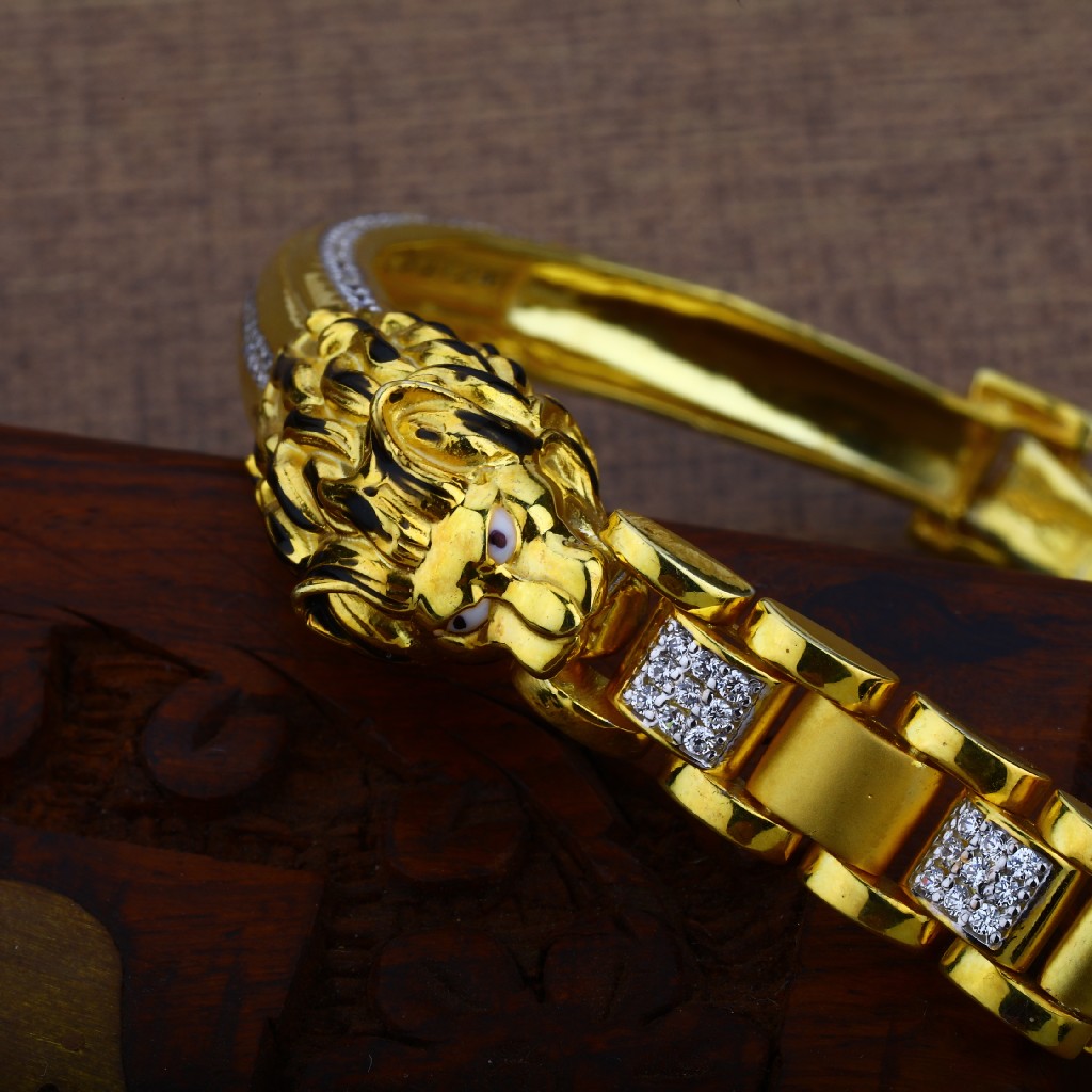 Mens Gold Lion Kada Bracelet-MKB10