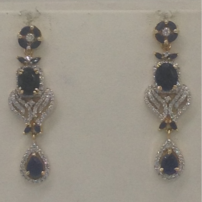 Blue sapphires and white cz stones necklace set jnc0058