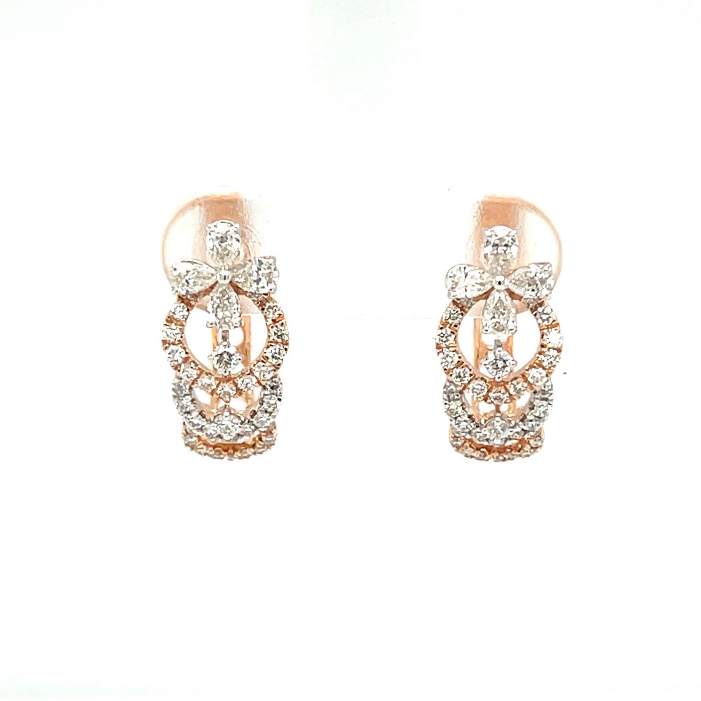 Royale Collection Diamond Bali Hoop Earring in 18k Rose Gold