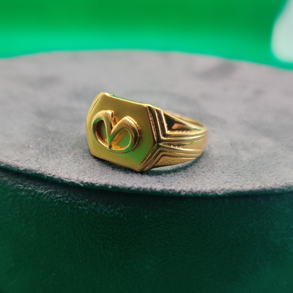 Gold V Letter Logo Ring