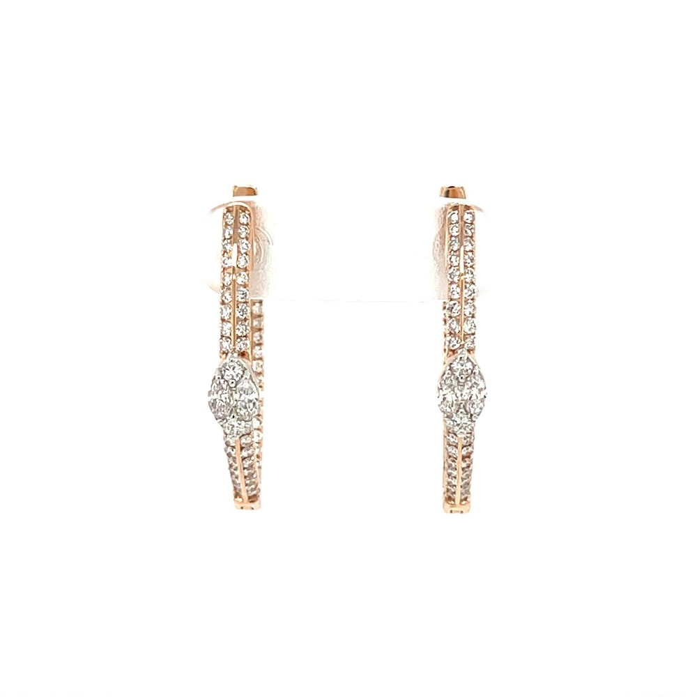 Marquise Shape Diamond Full Hoops Earring for Casual Wear
