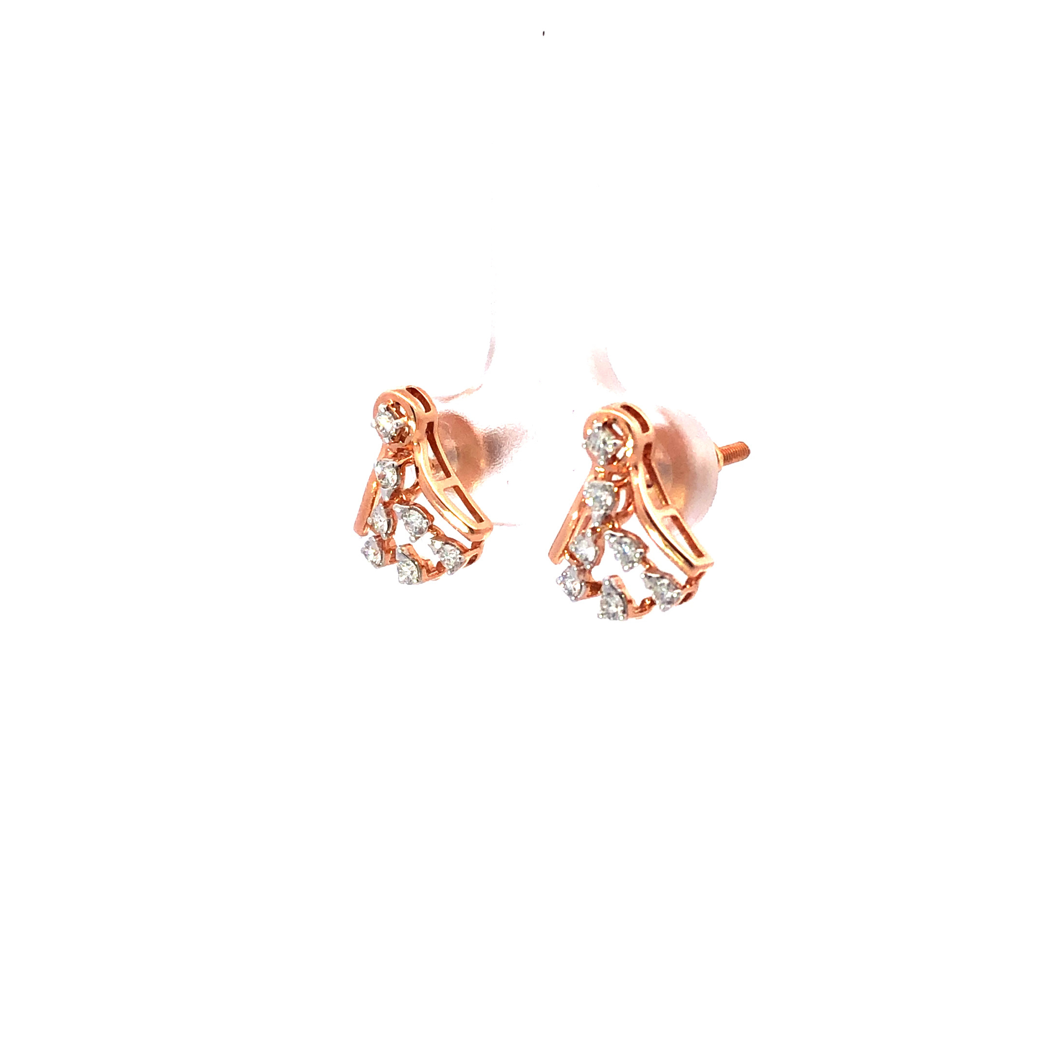 18kt twinkle bell diamond earrings in rosegold