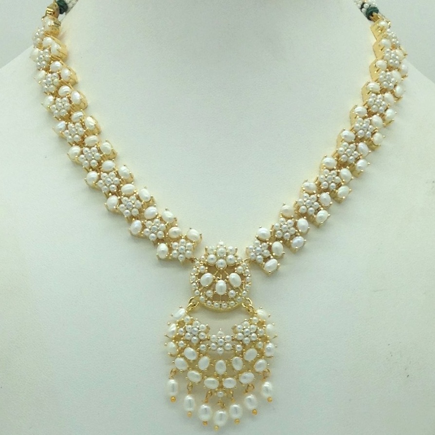 Freshwater white button pearls necklace set jnc0169