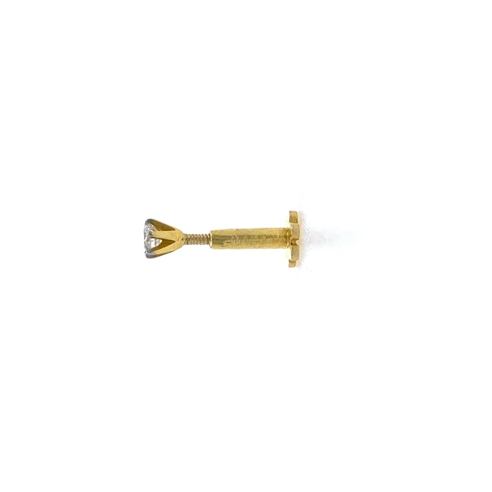 18kt / 750 yellow gold classic single 0.05 cts diamond nose pin 9np150