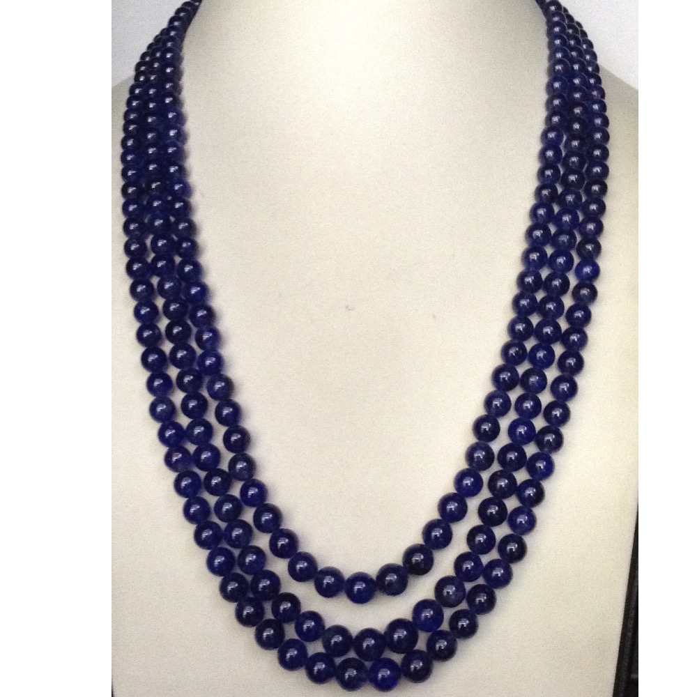 Natural blue sapphires round balls necklace JSB0095