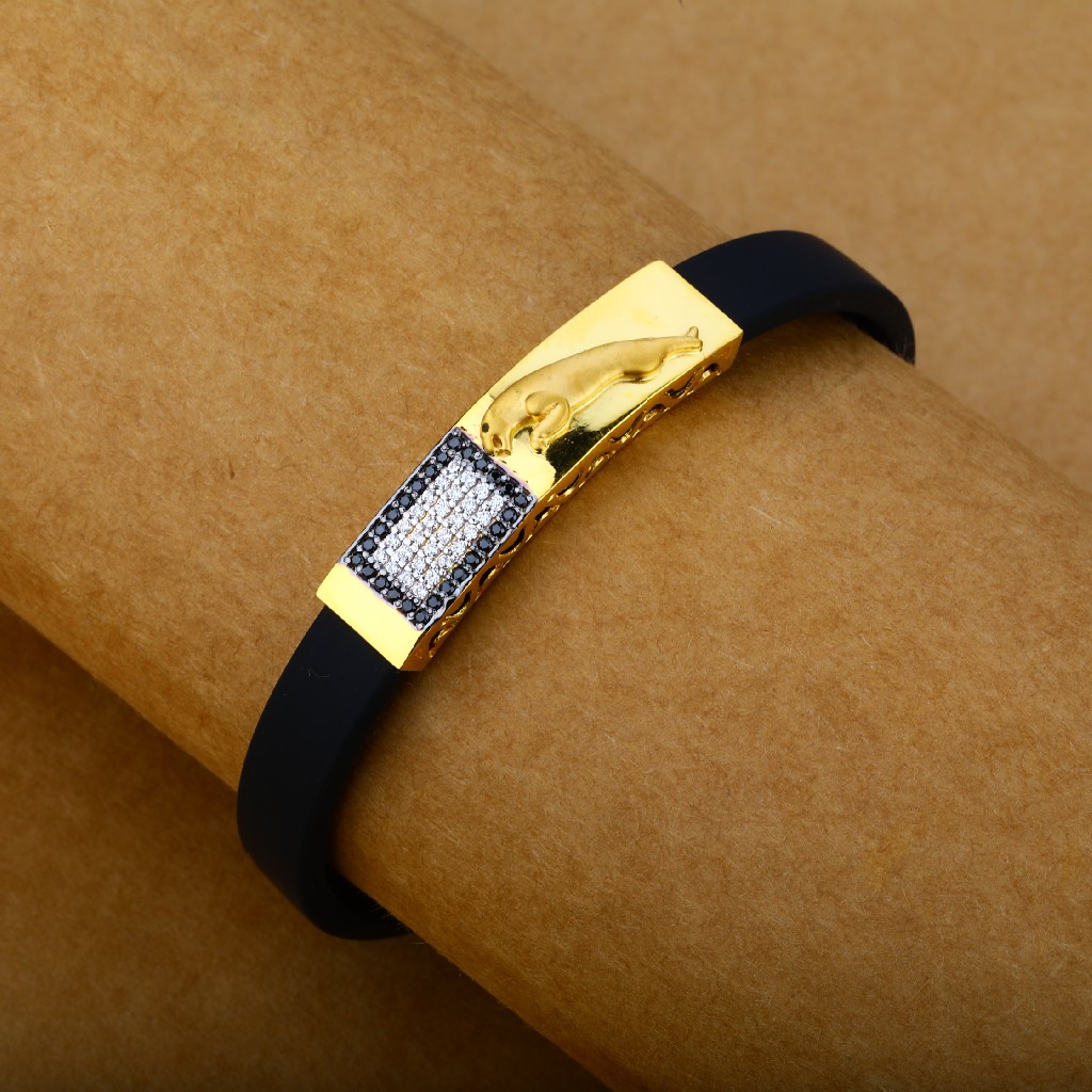 Buy quality Mens 22K Gold Leather Bracelet-MLB25 in Ahmedabad
