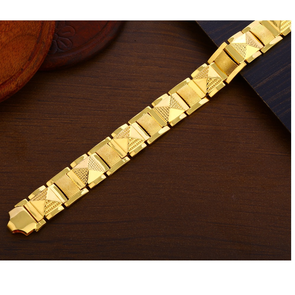 916 Gold Men's Designer Hallmark Plain Bracelet MPB251