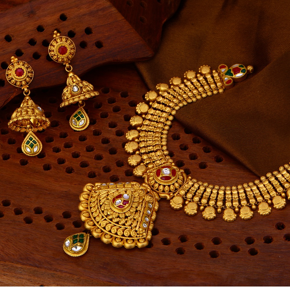 Antique unique design gold necklace set
