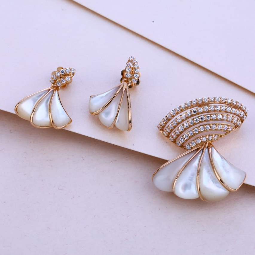 18KT Rose Gold Ladies Pendant Set RPS176