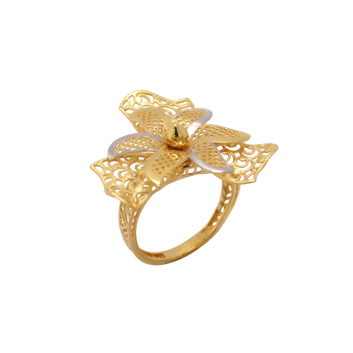Festive Netted Flower 22K Gold Ring | 22k gold ring, Gold rings, Gold  flower ring