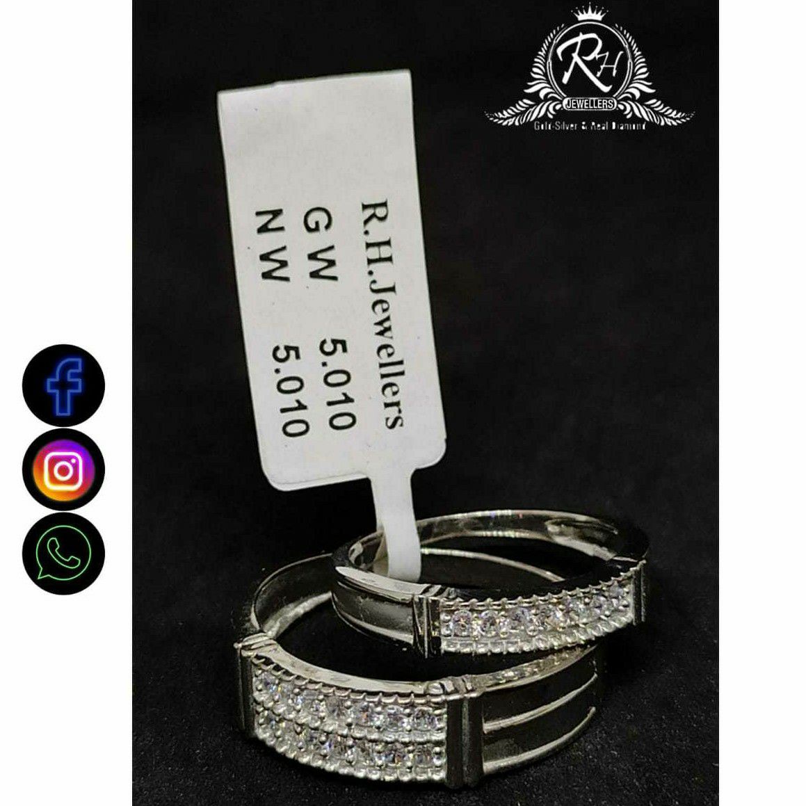 92.5 Silver Classical Couple Rings RH-CR762