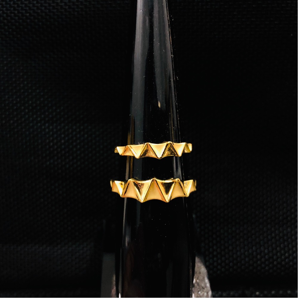 916 Gold Zigzag Design Couple Ring KDJ-R038