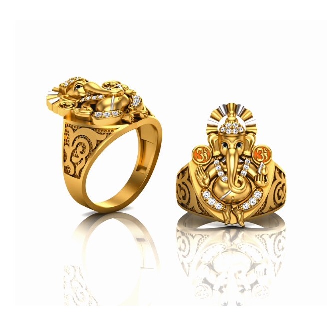 Manufacturer of 916 gold ganesh design ring for men grp-855 | Jewelxy -  67707