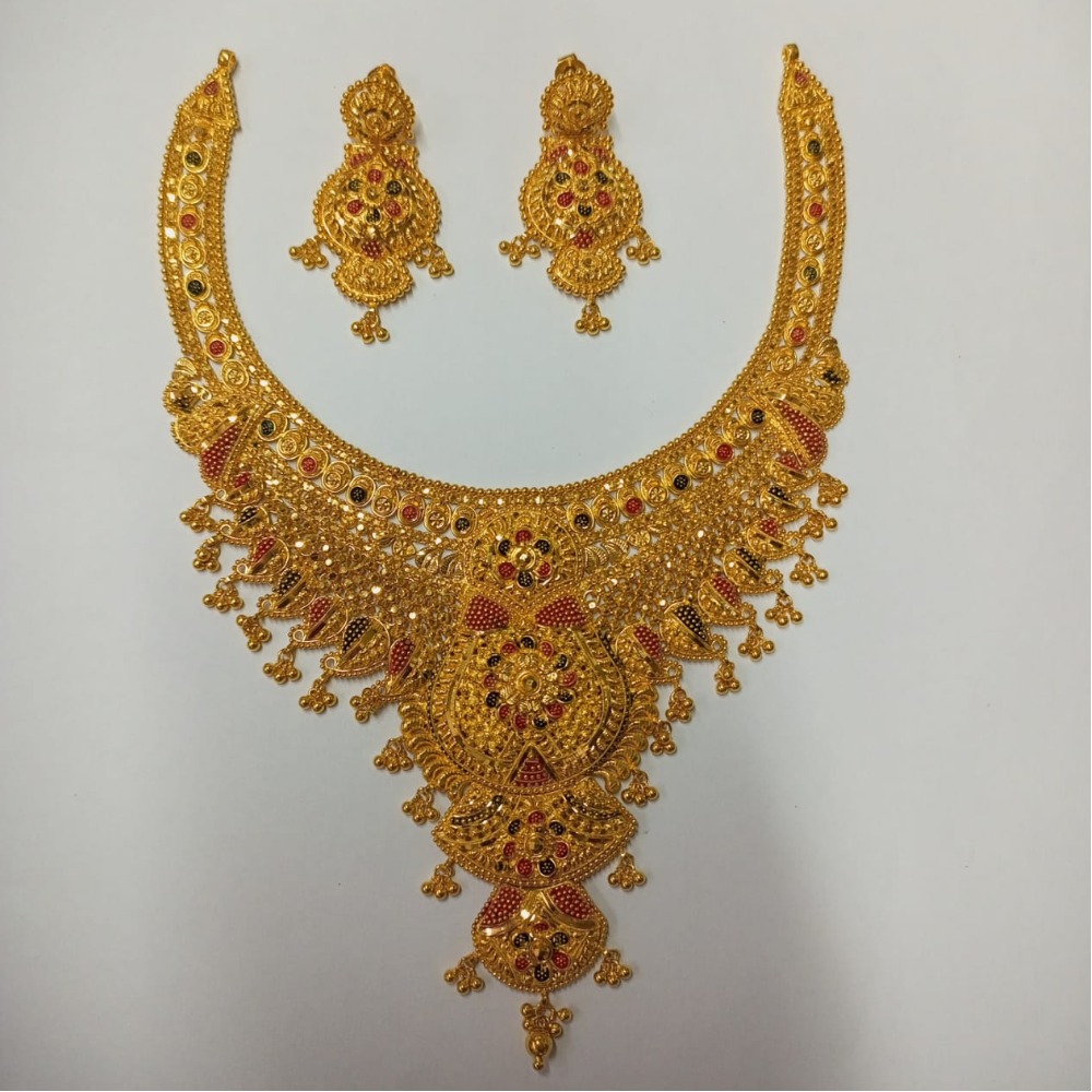 22K Gold Designer Wedding Necklace Set