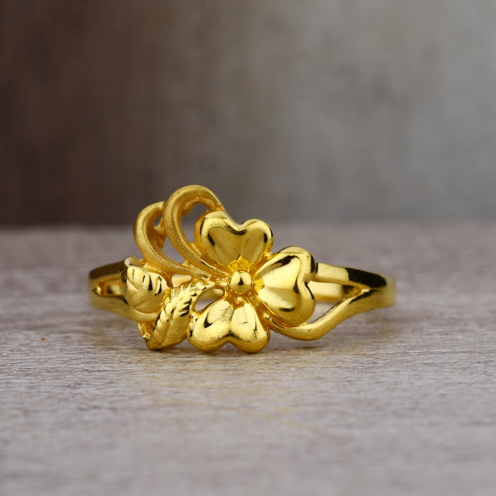 Ladies 916 Gold New CZ Plain Ring -LPR26