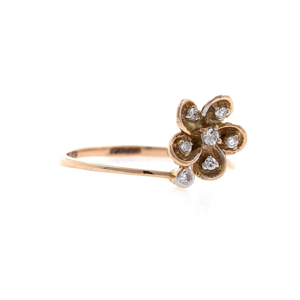 18kt / 750 Rose gold floral diamond ladies ring 9LR191