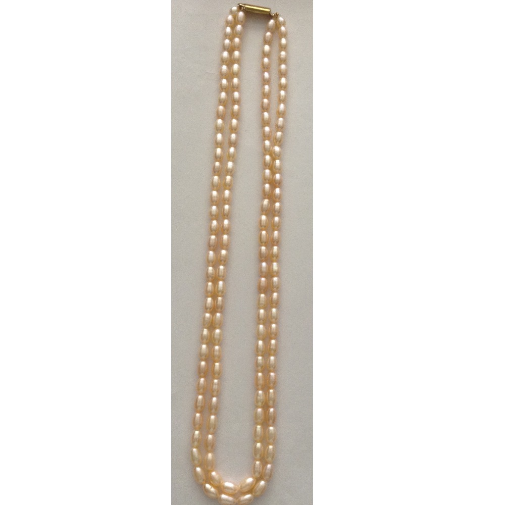 Oval orange fresh water pearls necklace 2 layers JPM0012