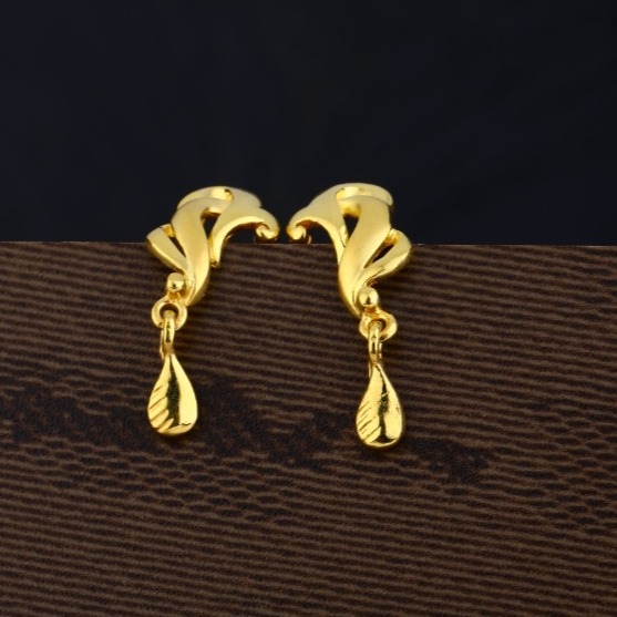 22 carat gold casting plain ladies earrings RH-LE596