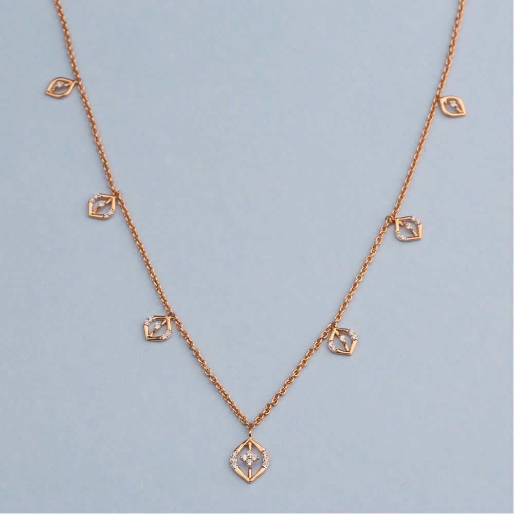 14kt rose gold diamond chain for ladies