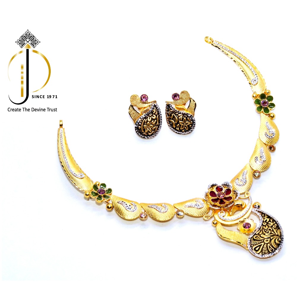 916 / 22ct Gold Special Occasional Antique Necklace set with Earring for women STG0025