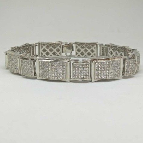 925 Sterling Silver AD Diamond Designed Gents Bracket